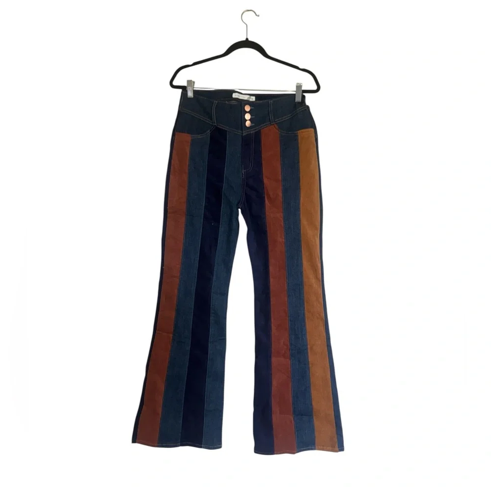 NWOT  Altar'd State Nova High Rise Suede Stripe Flare Pant 29 - Picture 4 of 5